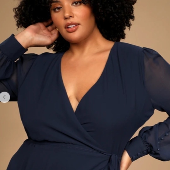 LULU's Elegant Special Event Wedding Bridesmaid Flowy Romantic Wrap Dress - Picture 3 of 6